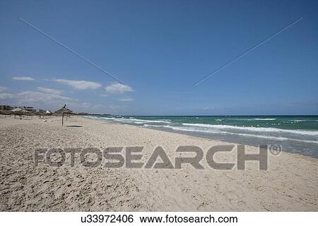 Stock Photograph - Tranquil view of beach, Sousse, Tunisia. Fotosearch