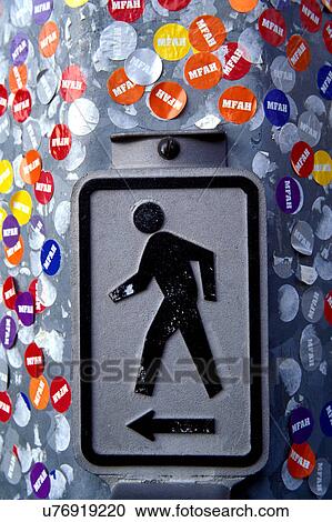 Stock photo of a pedestrian crosswalk sign covered in stickers at the Museum of Fine Arts in Houston Texas View Large Photo Image Stock Image - Stock photo of a pedestrian crosswalk sign covered in stickers at the Museum of Fine Arts in Houston Texas. Fotosearch