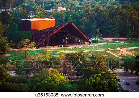 Stock Photo Of An Aerial View Of Hermann Park S Miller Outdoor Theater In Downtown Houston Texas Stock Photography