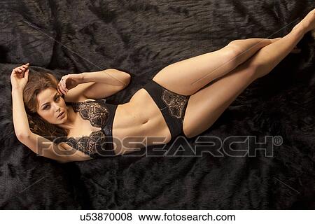 Stock Photo - Black lace underwear. Fotosearch