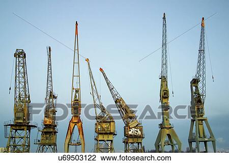 Stock Image - Dock cranes . Fotosearch