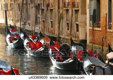 Stock Photo - Gondolas in the canals . Fotosearch
