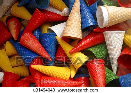 Stock Image - Ice cream cones . Fotosearch