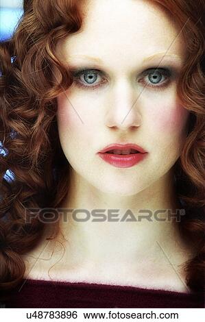Made up redhead View Large Photo Image Stock Photograph - Made up redhead . Fotosearch