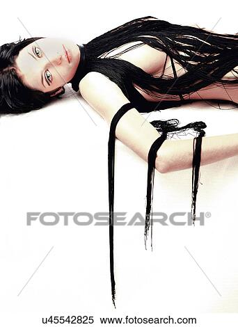 Stock Photography - Model covered in string . Fotosearch