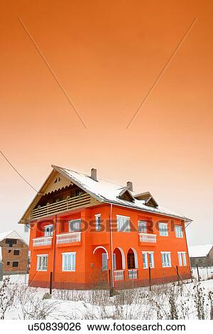 Orange house View Large Photo Image Stock Photograph - Orange house. Fotosearch
