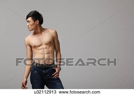 Shirtless male model View Large Photo Image Stock Image - Shirtless male model . Fotosearch
