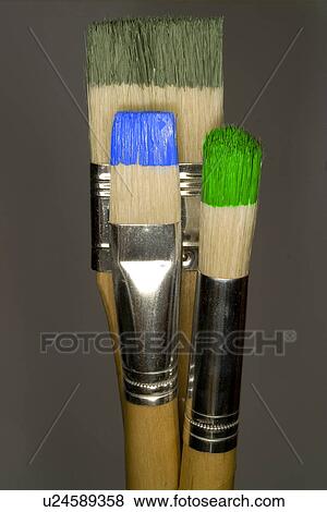 Three paint brushes View Large Photo Image Stock Photo - Three paint brushes . Fotosearch