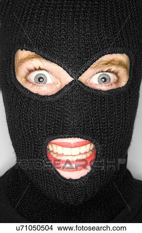 Picture - Woman in a ski mask . Fotosearch