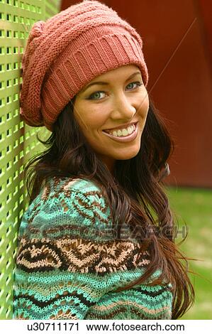 Woman wearing a winter hat View Large Photo Image Stock Image - Woman wearing a winter hat. Fotosearch