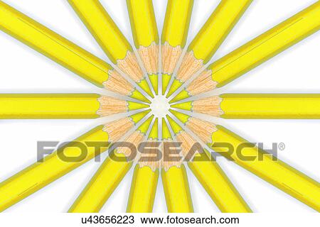 Stock Image - Yellow colored pencils. Fotosearch
