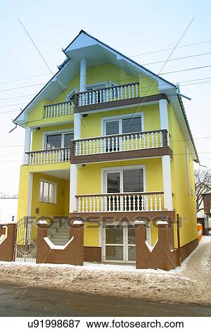 Yellow house View Large Photo Image Stock Photo - Yellow house. Fotosearch