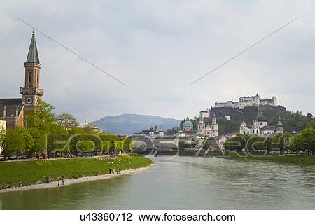 Chritus church, Salzach river, Kollegien Church, Salzburg cathedral, Hohensalzburg castle, Salzburg, Austria View Large Photo Image Stock Image - Chritus church, Salzach river, Kollegien Church, Salzburg cathedral, Hohensalzburg castle, Salzburg, Austria. Fotosearch