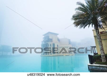 Downtown Dubai, Burj Khalifa Lake, Old Town Island, United Arab Emirates View Large Photo Image Picture - Downtown Dubai, Burj Khalifa Lake, Old Town Island, United Arab Emirates. Fotosearch
