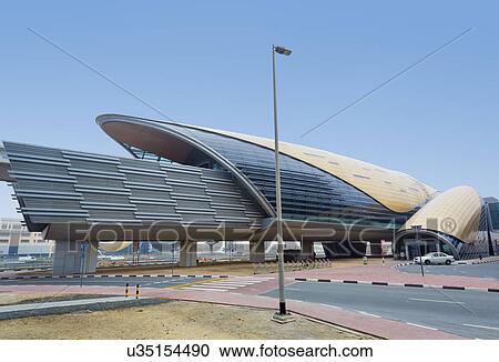 Stock Image - Downtown Dubai Metro Station at daytime, United Arab Emirates. Fotosearch