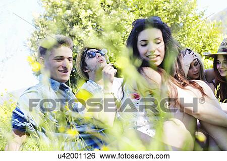 Group of friends in grass View Large Photo Image Stock Photograph - Group of friends in grass. Fotosearch