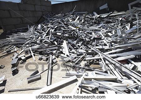 Heap of aluminium parts in scrap yard View Large Photo Image Stock Photo - Heap of aluminium parts in scrap yard. Fotosearch