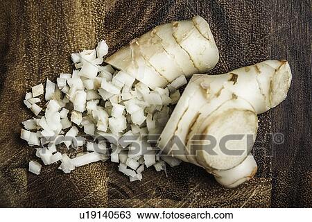 Stock Image - Ingredient for making green curry paste - thai ginger. Fotosearch