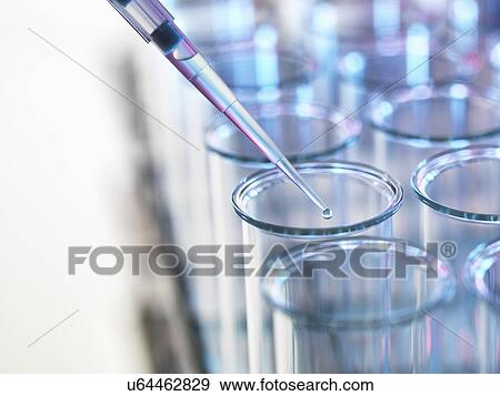 Stock Photo - Pipette adding sample to a test tube in a laboratory. Fotosearch