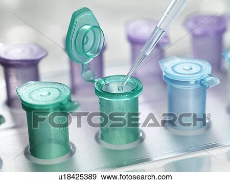Stock Photo - Pipette dropping a solution into a vial, used for storing liquid during chemical or biological research. Fotosearch