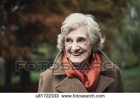 Stock Image - Portrait of senior woman. Fotosearch
