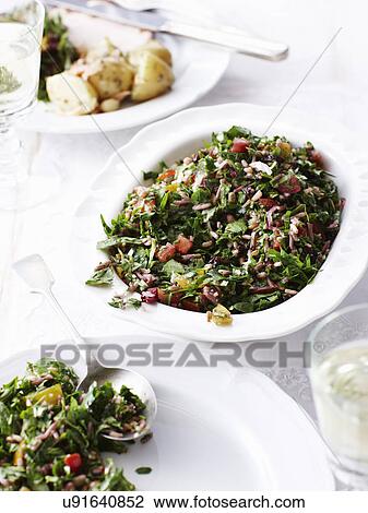 Still life of festive tabouleh, fresh salad View Large Photo Image Stock Image - Still life of festive tabouleh, fresh salad. Fotosearch