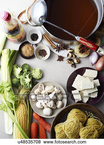Still life of hu tieu mi di, raw ingredients for vietnamese meal View Large Photo Image Stock Photo - Still life of hu tieu mi di, raw ingredients for vietnamese meal. Fotosearch