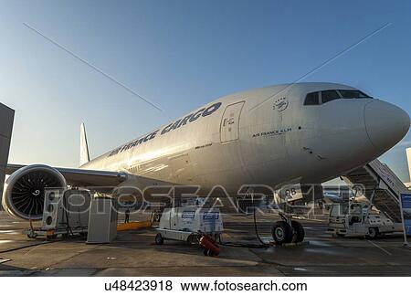 Air France Boeing 777-200 Freighter at Paris Air Show View Large Photo Image Stock Photo - Air France Boeing 777-200 Freighter at Paris Air Show . Fotosearch