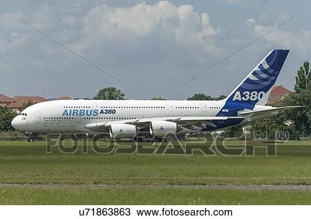Airbus A380 flight test aircraft prepares for takeoff View Large Photo Image Stock Image - Airbus A380 flight test aircraft prepares for takeoff. Fotosearch