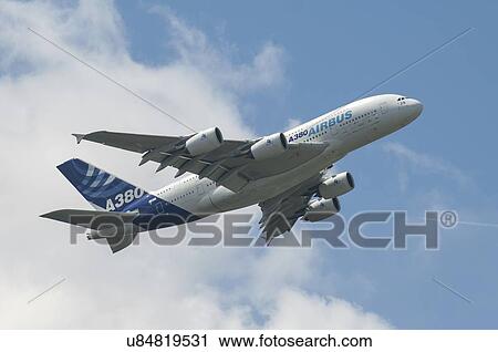 Stock Image - Airbus A380 flight test. Fotosearch