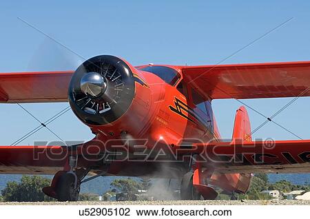 Stock Image - Beechcraft D-17S Staggerwing at Paraparaumu. Fotosearch