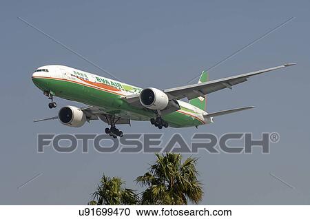 Stock Image - Boeing 777 of Eva Airlines. Fotosearch