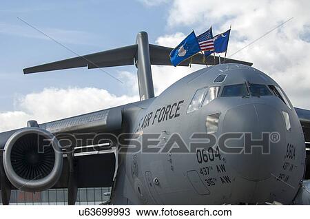 Boeing C-17 Globemaster III nose and flags View Large Photo Image Stock Image - Boeing C-17 Globemaster III nose and flags. Fotosearch