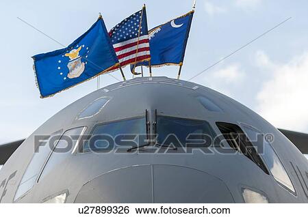 Boeing C-17 Globemaster III with flags View Large Photo Image Stock Photograph - Boeing C-17 Globemaster III with flags. Fotosearch