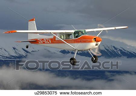Stock Photography - Cessna 180 near Lake Tekapo, New Zealand. Fotosearch