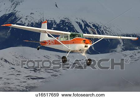 Stock Photo - Cessna 180 near Lake Tekapo. Fotosearch