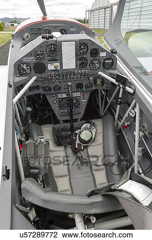 Stock Image - Cockpit of Extra 300 aerobatic competition aircraft. Fotosearch