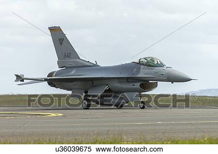 Stock Photography - Fighting Falcon taxis at Avalon Airport. Fotosearch