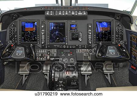 Stock Photo - Flight deck of Beechcraft King Air C90GTi. Fotosearch