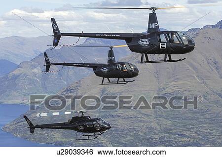 Helicopter formation over Lake Wakatipu View Large Photo Image Stock Photograph - Helicopter formation over Lake Wakatipu. Fotosearch
