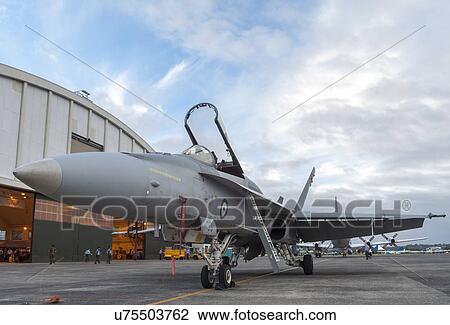 Stock Image - McDonnell Douglas F/A-18A Hornet at Whenuapai, New Zealand. Fotosearch