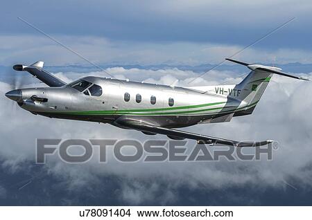 Pilatus PC12NG in flight near Wellington View Large Photo Image Picture - Pilatus PC12NG in flight near Wellington. Fotosearch