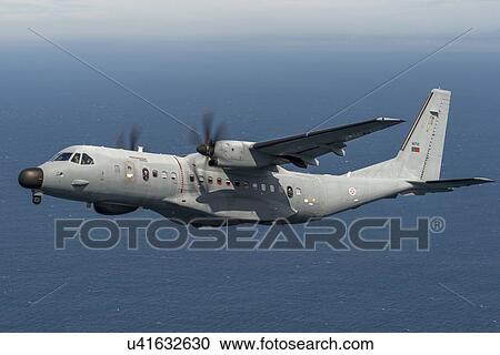 Stock Image - Portuguese Air Force C295 in flight near Wellington, New Zealand. Fotosearch