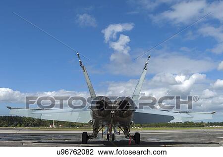 Stock Image - Rear view of RAAF McDonnell Douglas F/A-18A at Whenuapai Air Base. Fotosearch