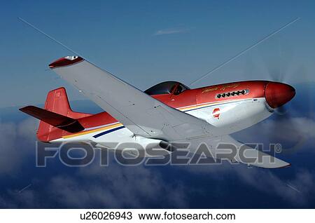 Stock Image - Thunder Mustang in flight near Auckland. Fotosearch