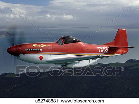 Stock Image - Thunder Mustang in flight near Auckland. Fotosearch