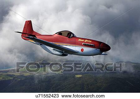 Stock Image - Thunder Mustang in flight near Auckland. Fotosearch