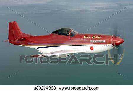 Stock Photo - Thunder Mustang in flight near Auckland. Fotosearch