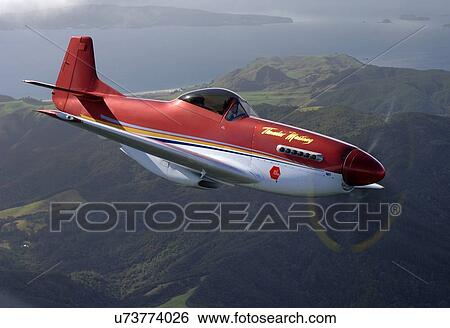 Stock Photograph - Thunder Mustang in flight near Auckland. Fotosearch