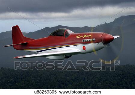 Stock Photography - Thunder Mustang in flight near Auckland. Fotosearch